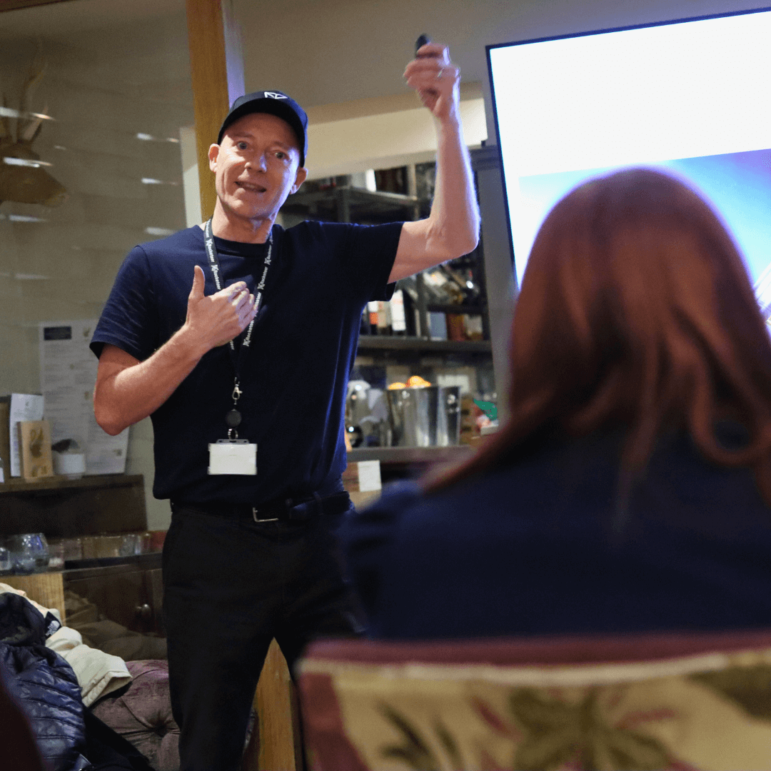 Richard Wood presenting to an audience